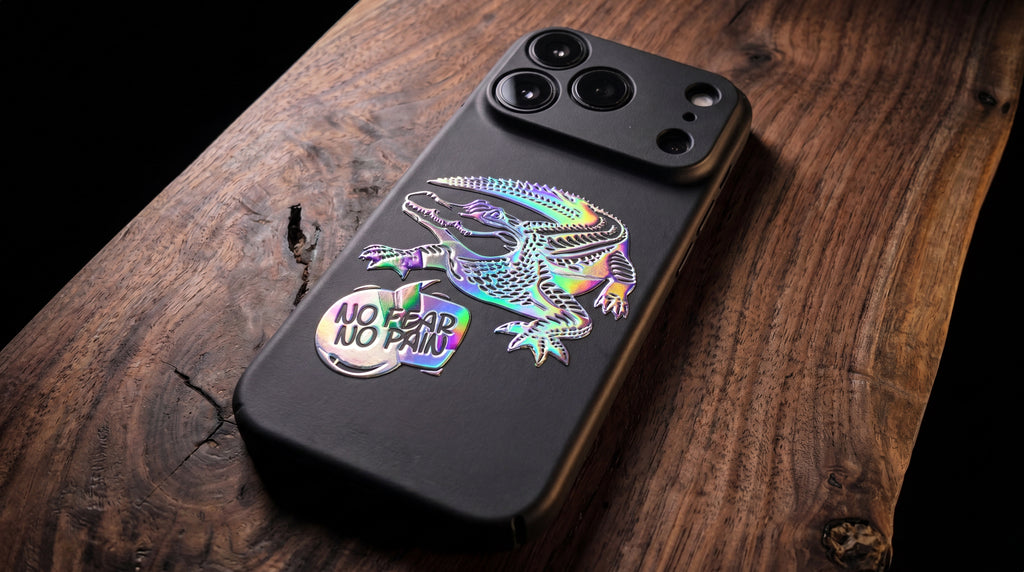 3D Wild Beasts - Crocodile with No Fear Phone Case – Raised Art Design ( A04 )