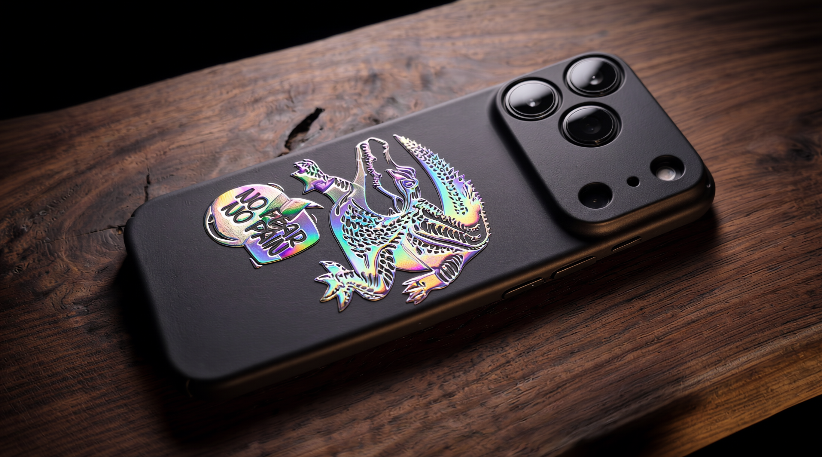 3D Wild Beasts - Crocodile with No Fear Phone Case – Raised Art Design ( A04 )