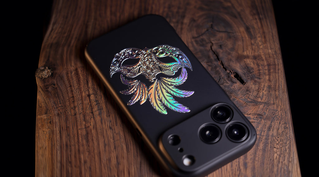 3D Carnival of Venice - Regal Noir Mask - Phone Case – Raised Art Design ( CV05 )