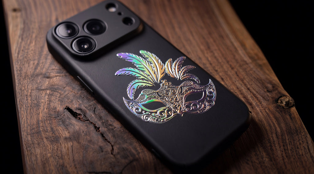 3D Carnival of Venice - Regal Noir Mask - Phone Case – Raised Art Design ( CV05 )