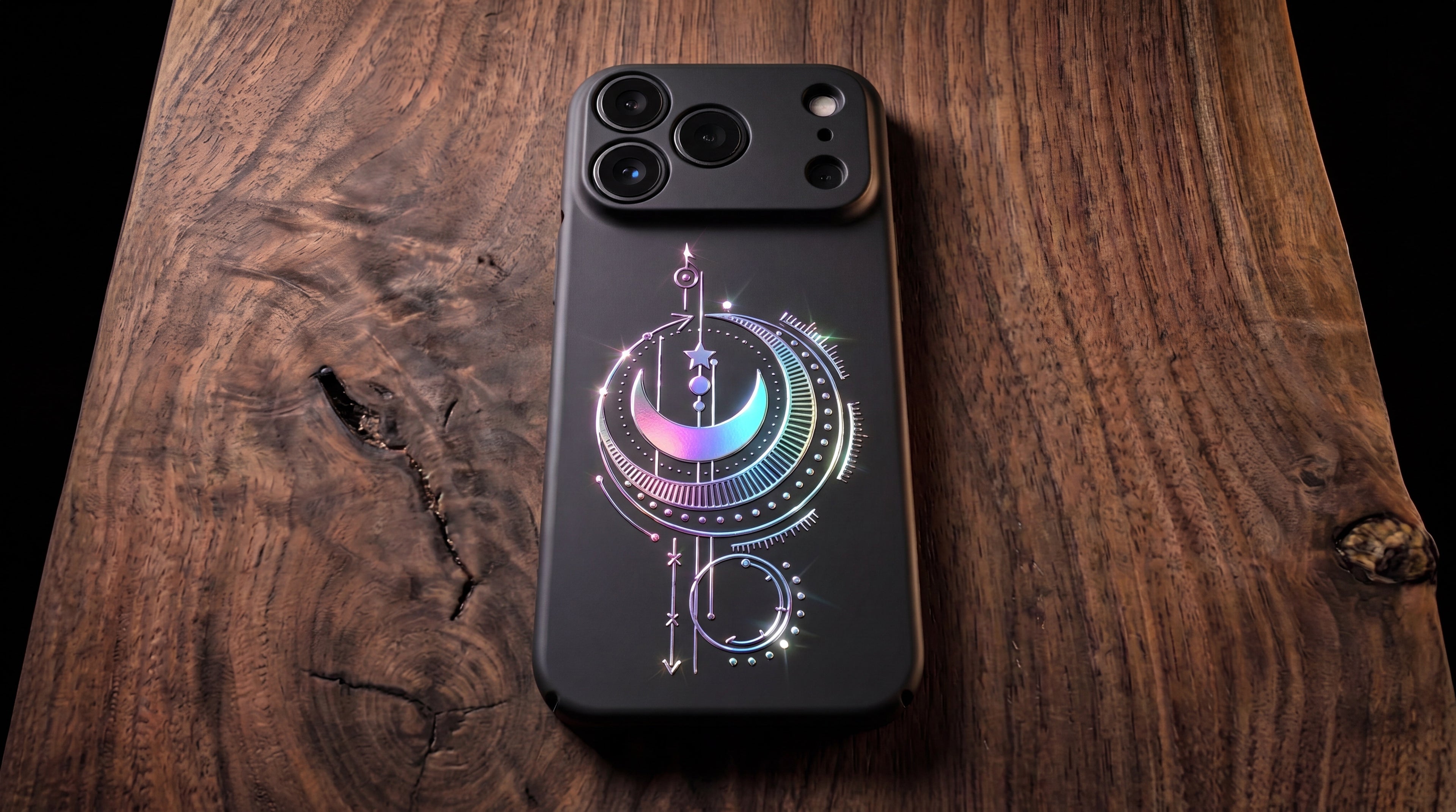 3D Mystical Symbols- Prismatic Moon - Phone Case – Raised Art Design ( MP01 )