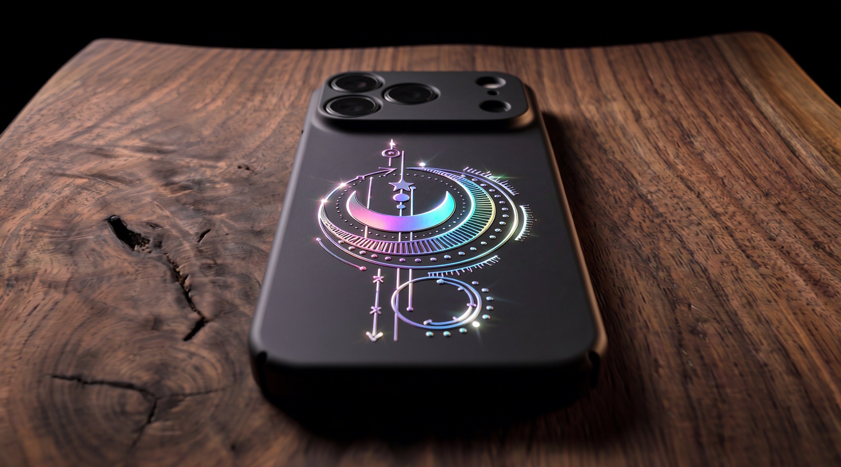 3D Mystical Symbols- Prismatic Moon - Phone Case – Raised Art Design ( MP01 )