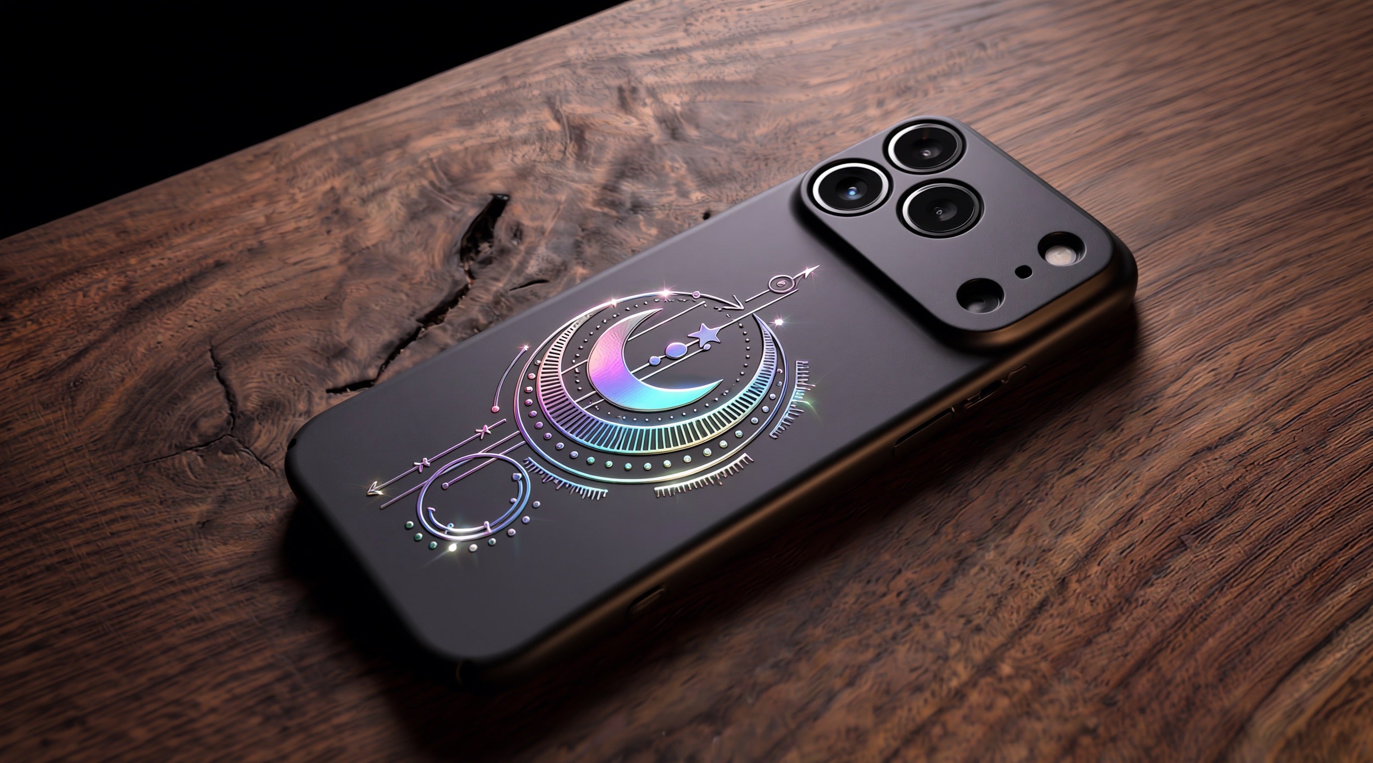 3D Mystical Symbols- Prismatic Moon - Phone Case – Raised Art Design ( MP01 )