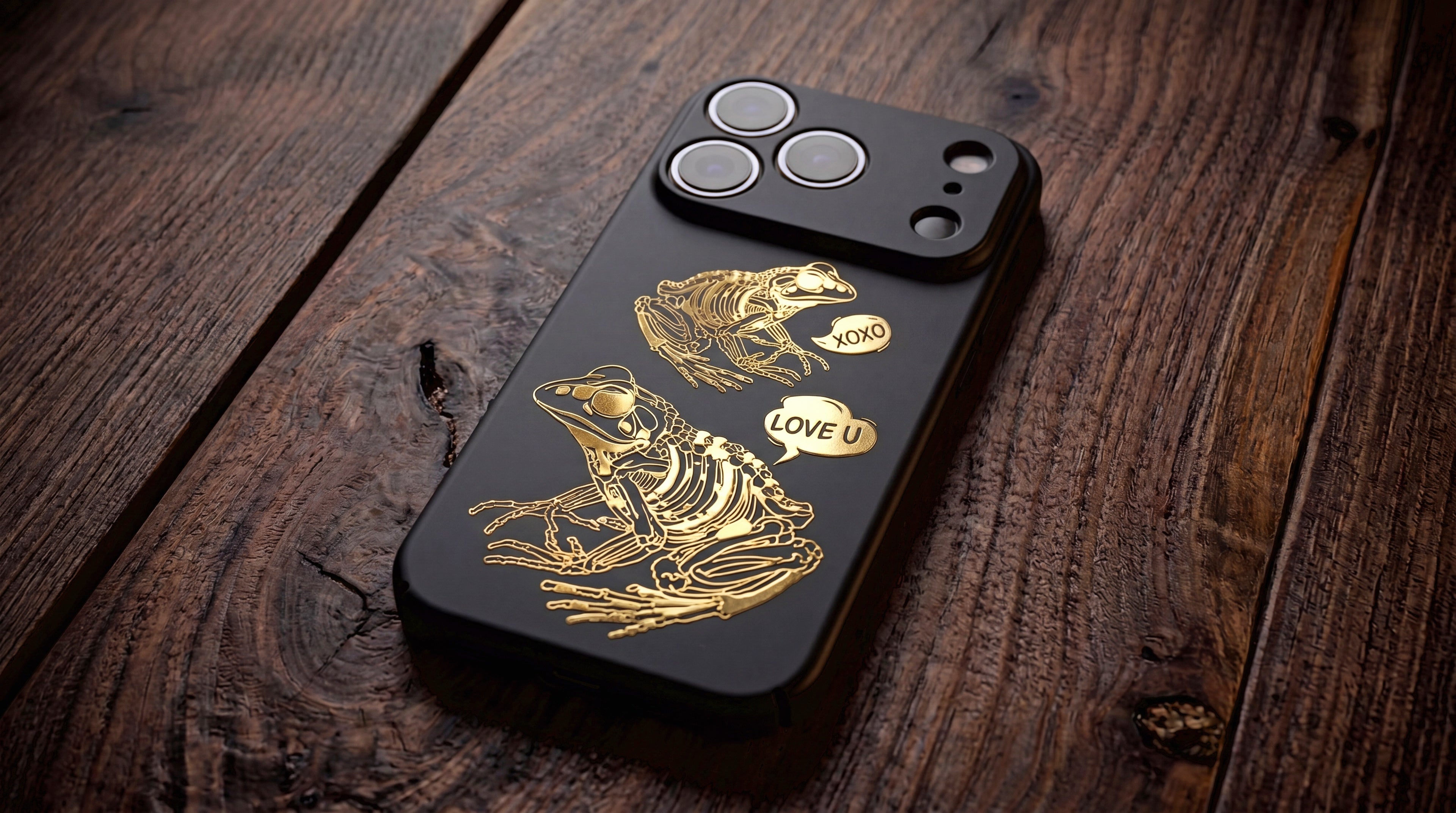 3D Two Frogs Phone Case –  Raised Art Design ( A01 )