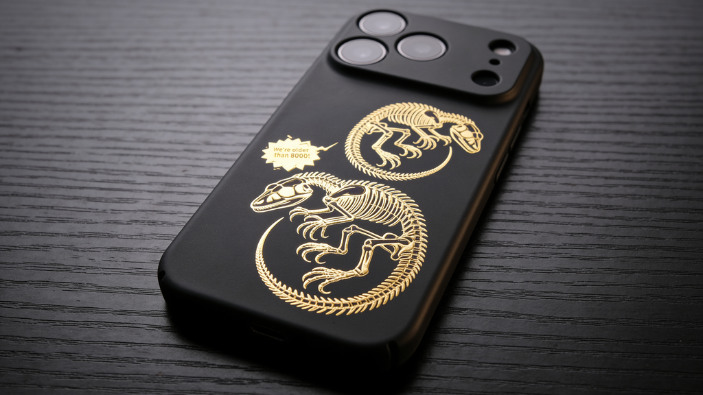 3D Wild Beasts - Two dinosaur skeletons Phone Case – Raised Art Design ( A08 )